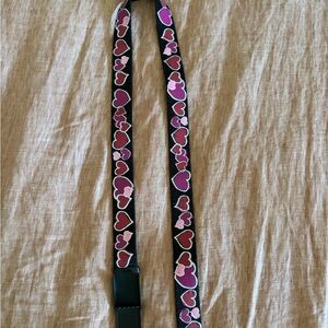 Vans Black belt with Pink and Red Heart Pattern